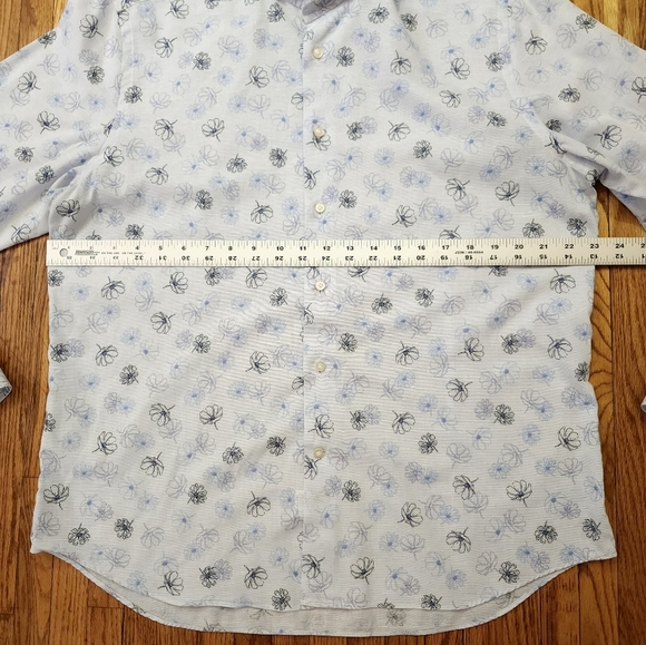 Emanuel Berg Mens Modern Fit Button Down Shirt Size L / XL 17" White Floral - Picture 7 of 8